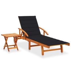 vidaXL Sonnenliege mit Tisch und Auflage Akazie Massivholz 