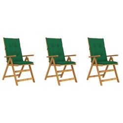 vidaXL Klappbare Gartenstühle 3 Stk. mit Auflagen Massivholz Akazie