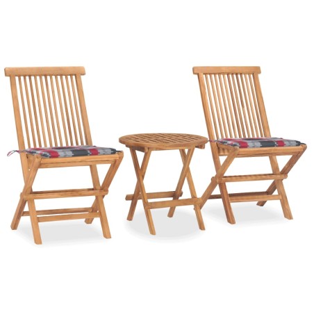 vidaXL 3-tlg. Garten-Essgruppe mit Kissen Klappbar Massivholz Teak