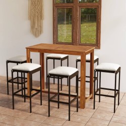 vidaXL 7-tlg. Gartenbar-Set mit Kissen Braun