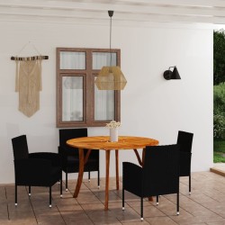vidaXL 5-tlg. Garten-Essgruppe Schwarz