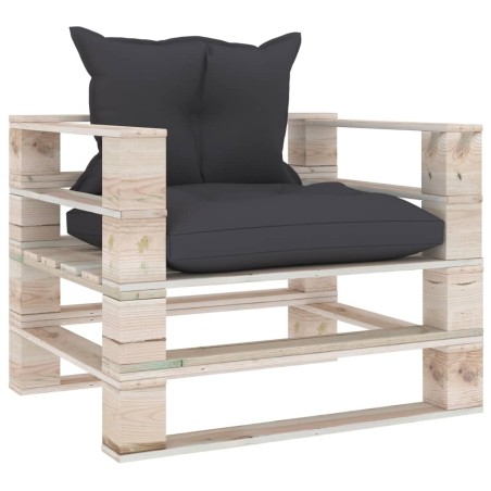 vidaXL Palettensofa mit Kissen Anthrazit Kiefernholz