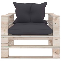vidaXL Palettensofa mit Kissen Anthrazit Kiefernholz