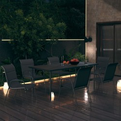vidaXL 7-tlg. Garten-Essgruppe Stahl Schwarz