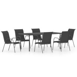 vidaXL 7-tlg. Garten-Essgruppe Stahl Schwarz