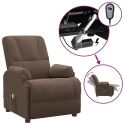 vidaXL Massagesessel Elektrisch Braun Wildlederimitat