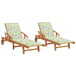 vidaXL Sonnenliegen 2 Stk. mit Auflagen Massivholz Akazie