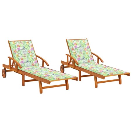 vidaXL Sonnenliegen 2 Stk. mit Auflagen Massivholz Akazie