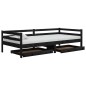 vidaXL Tagesbett mit Schubladen 90x200 cm Schwarz Massivholz Kiefer vidaXL Tagesbett mit Schubladen 90x200 cm Schwarz Massivholz Kiefer