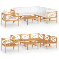 vidaXL 7-tlg. Garten-Lounge-Set mit Creme Kissen Massivholz Teak