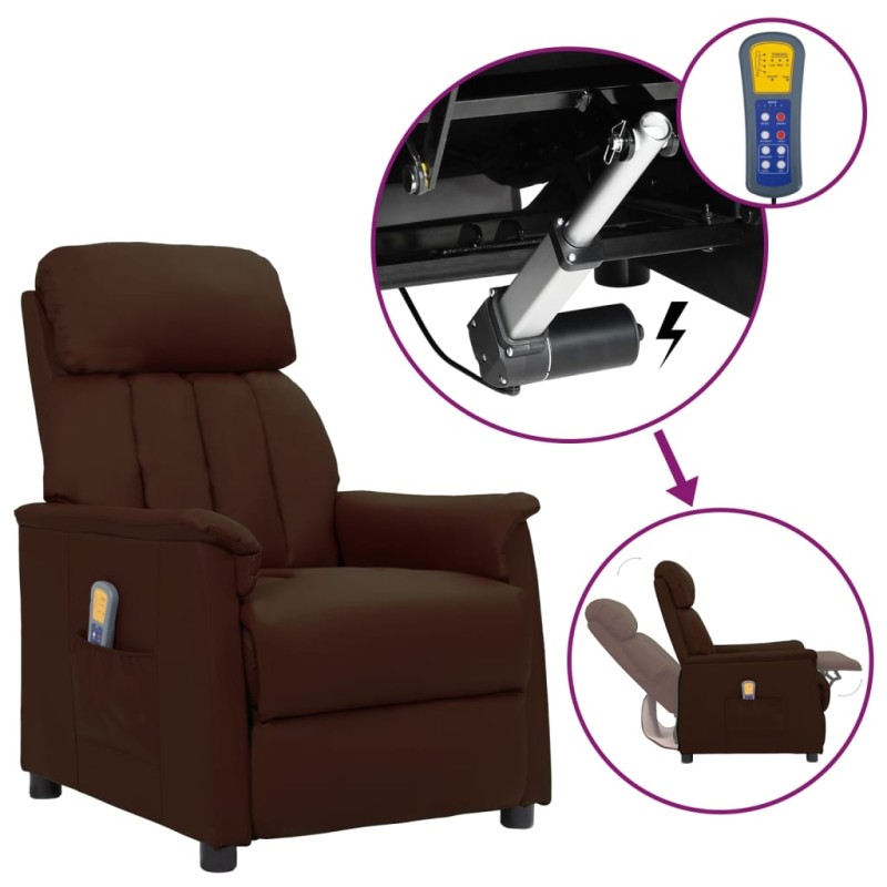vidaXL Massagesessel mit Aufstehhilfe Braun Kunstleder vidaXL Massagesessel mit Aufstehhilfe Braun Kunstleder