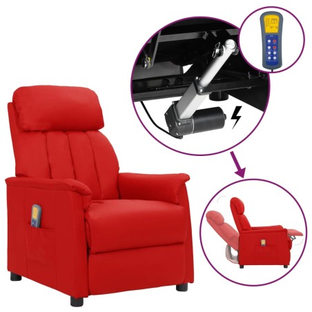 vidaXL Massagesessel mit Aufstehhilfe Weinrot Kunstleder