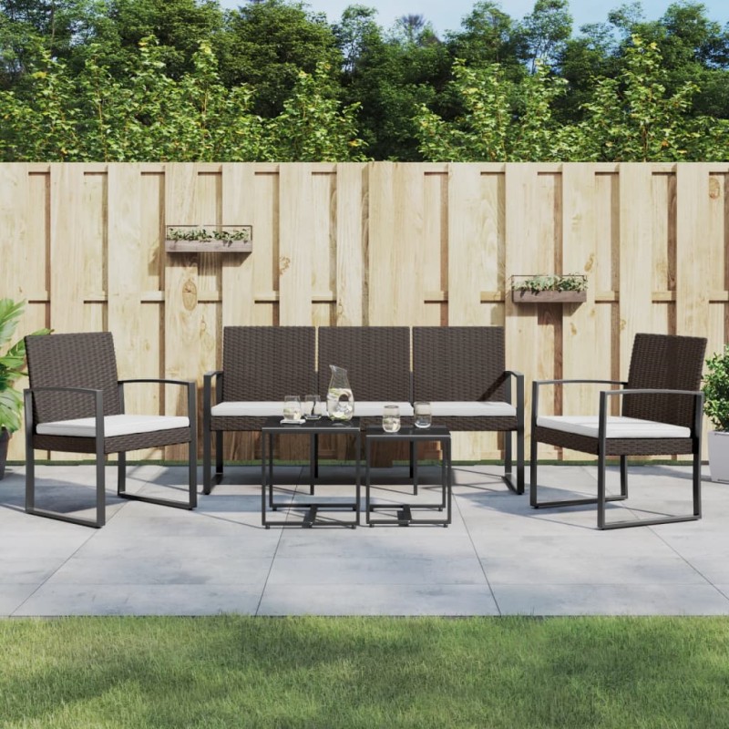 vidaXL 5-tlg. Garten-Essgruppe mit Kissen Braun PP-Rattan vidaXL 5-tlg. Garten-Essgruppe mit Kissen Braun PP-Rattan