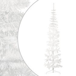 vidaXL Künstlicher Halb-Weihnachtsbaum mit Ständer Schlank Weiß 240 cm