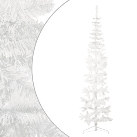vidaXL Künstlicher Halb-Weihnachtsbaum mit Ständer Schlank Weiß 240 cm