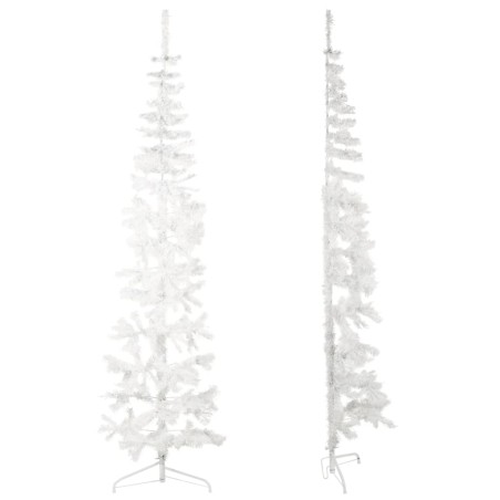 vidaXL Künstlicher Halb-Weihnachtsbaum mit Ständer Schlank Weiß 240 cm