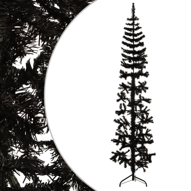 vidaXL Künstlicher Halb-Weihnachtsbaum Ständer Schlank Schwarz 210 cm vidaXL Künstlicher Halb-Weihnachtsbaum Ständer Schlank Schwarz 210 cm