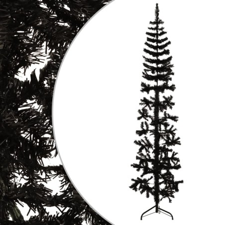 vidaXL Künstlicher Halb-Weihnachtsbaum Ständer Schlank Schwarz 210 cm