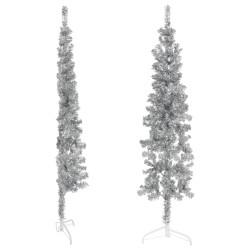 vidaXL Künstlicher Halb-Weihnachtsbaum Ständer Schlank Silbern 120 cm