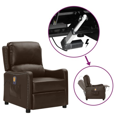 vidaXL Massagesessel mit Aufstehhilfe Glänzend Braun Kunstleder