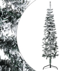 vidaXL Künstlicher Halb-Weihnachtsbaum mit Schnee Schlank 120 cm
