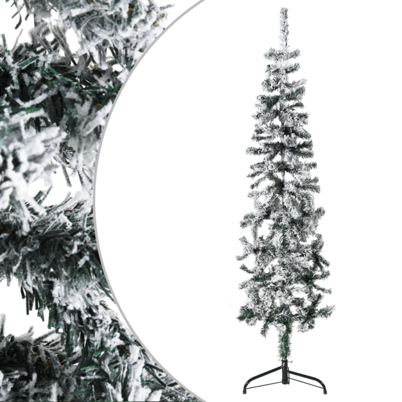 vidaXL Künstlicher Halb-Weihnachtsbaum mit Schnee Schlank 120 cm vidaXL Künstlicher Halb-Weihnachtsbaum mit Schnee Schlank 120 cm
