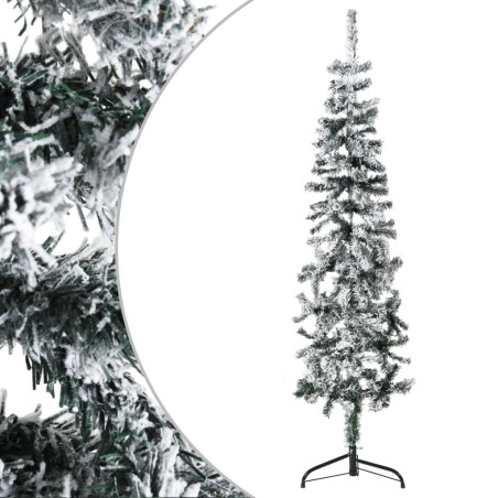 vidaXL Künstlicher Halb-Weihnachtsbaum mit Schnee Schlank 120 cm
