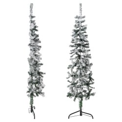 vidaXL Künstlicher Halb-Weihnachtsbaum mit Schnee Schlank 120 cm