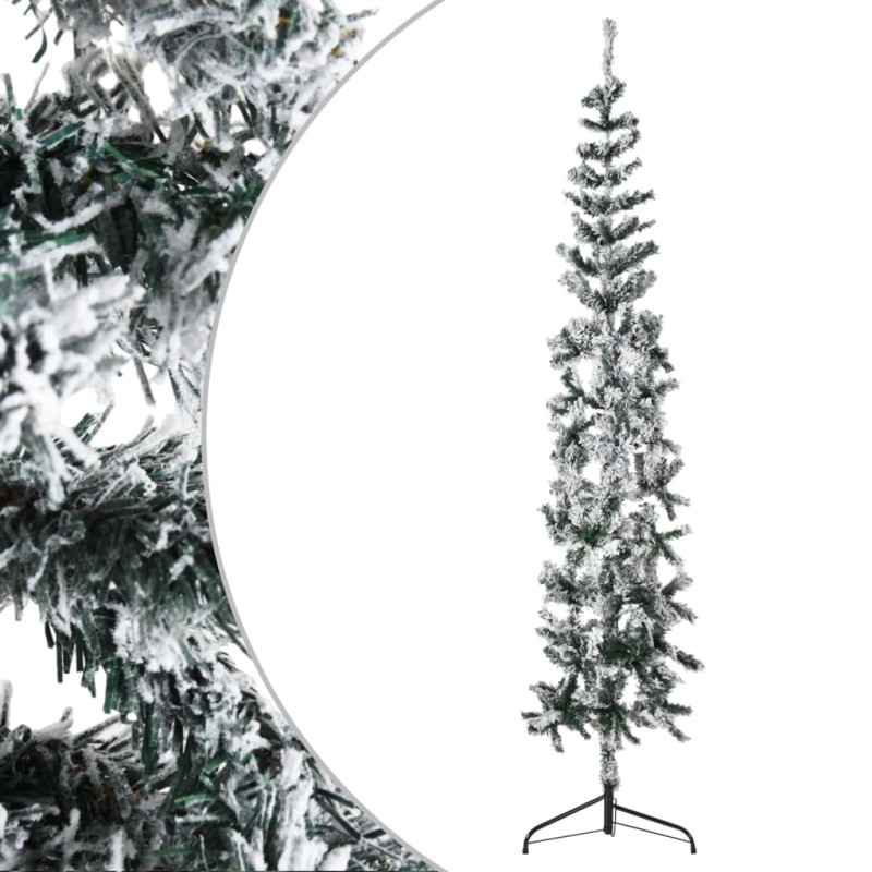 vidaXL Künstlicher Halb-Weihnachtsbaum mit Schnee Schlank 180 cm vidaXL Künstlicher Halb-Weihnachtsbaum mit Schnee Schlank 180 cm