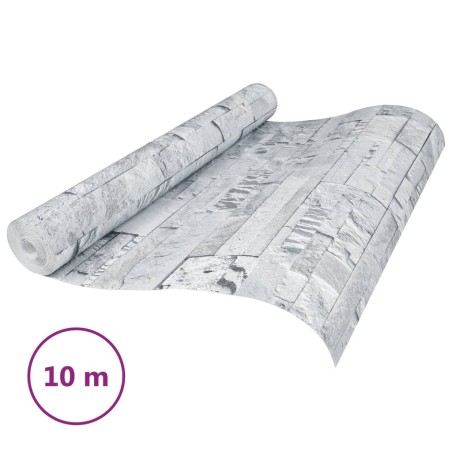 vidaXL Tapete 3D Stein-Optik Hellgrau