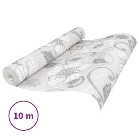 vidaXL Tapete 3D Blumenmuster Grau