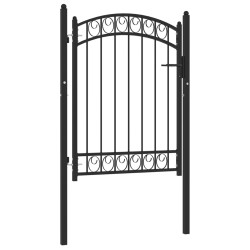 vidaXL Zauntor mit Gewölbter Spitze Stahl 100x125 cm Schwarz