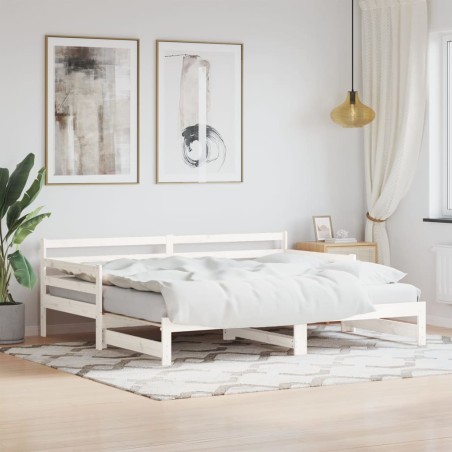vidaXL Tagesbett Ausziehbar Weiß 90x190 cm Massivholz Kiefer