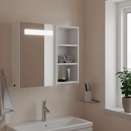 vidaXL Spiegelschrank mit LED-Beleuchtung Weiß 60x13x52 cm