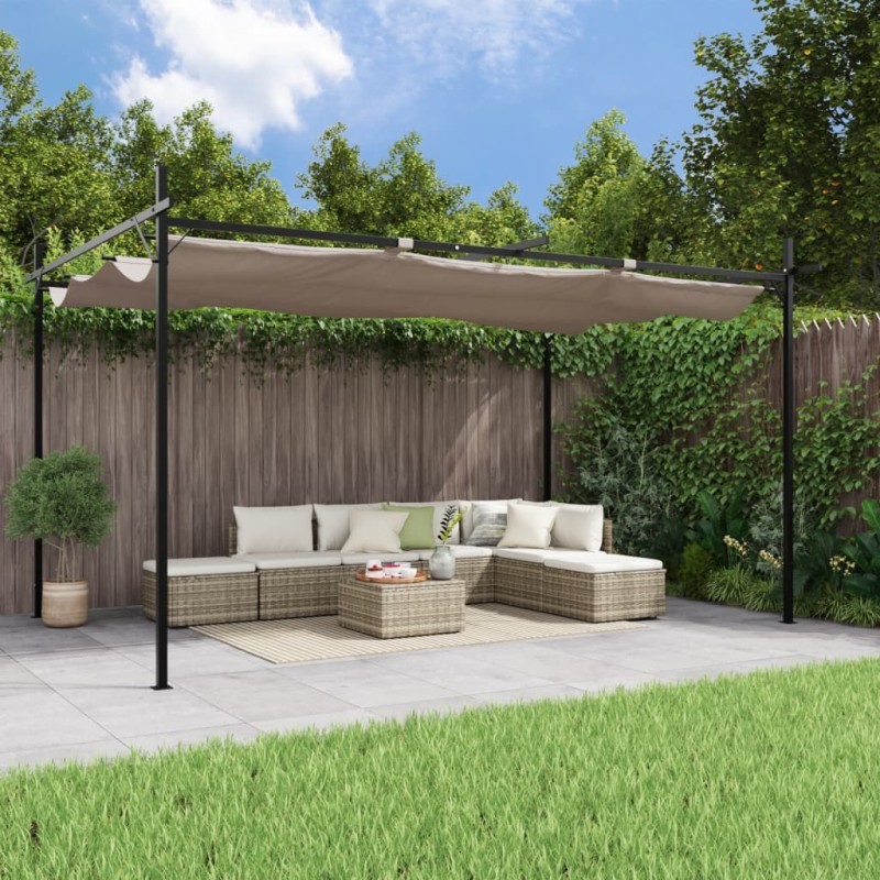 vidaXL Pergola mit Schiebedach Taupe 395x292x230 cm vidaXL Pergola mit Schiebedach Taupe 395x292x230 cm