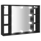 vidaXL Spiegelschrank mit LED Schwarz 76x15x55 cm vidaXL Spiegelschrank mit LED Schwarz 76x15x55 cm