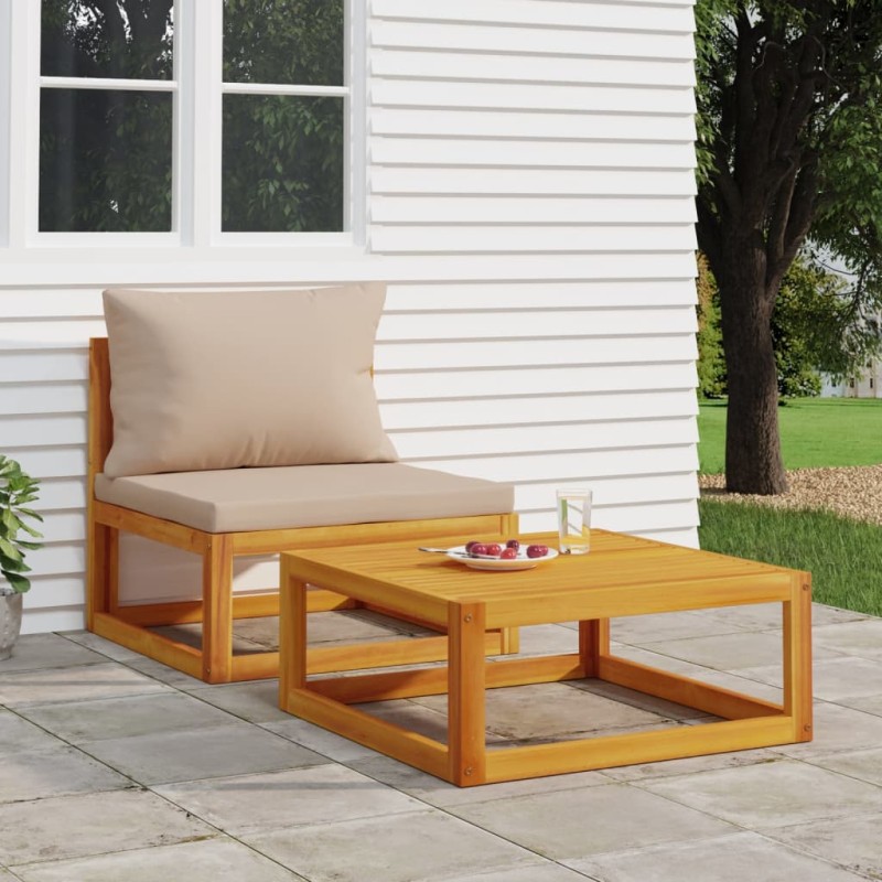 2-tlg. Garten-Sofa-Set mit Kissen Massivholz Akazie 2-tlg. Garten-Sofa-Set mit Kissen Massivholz Akazie