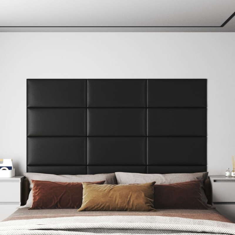 vidaXL Wandpaneele 12 Stk. Schwarz 60x30 cm Kunstleder 2,16 m vidaXL Wandpaneele 12 Stk. Schwarz 60x30 cm Kunstleder 2,16 m
