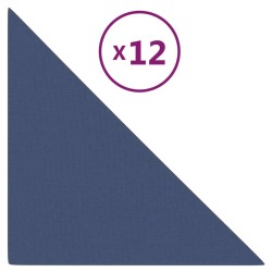 vidaXL Wandpaneele 12 Stk. Blau 30x30 cm Stoff 0,54 m²