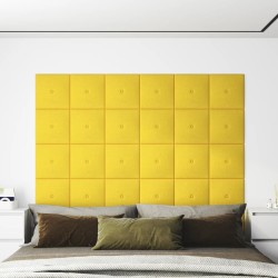 vidaXL Wandpaneele 12 Stk. Hellgelb 30x30 cm Stoff 1,08 m²