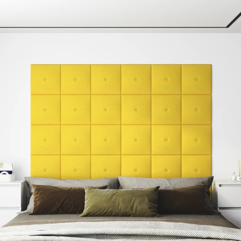 vidaXL Wandpaneele 12 Stk. Hellgelb 30x30 cm Stoff 1,08 m² vidaXL Wandpaneele 12 Stk. Hellgelb 30x30 cm Stoff 1,08 m²