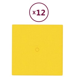 vidaXL Wandpaneele 12 Stk. Hellgelb 30x30 cm Stoff 1,08 m²