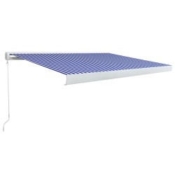 vidaXL Manuelle Kassetten-Markise 350x250 cm Blau und Weiß