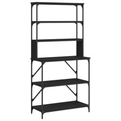 vidaXL Bäckerregal 6 Fächer Schwarz 90x40x180 cm Holzwerkstoff