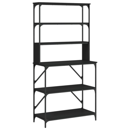 vidaXL Bäckerregal 6 Fächer Schwarz 90x40x180 cm Holzwerkstoff