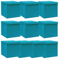 vidaXL Aufbewahrungsboxen mit Deckeln 10Stk. Babyblau 32x32x32cm Stoff