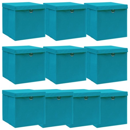 vidaXL Aufbewahrungsboxen mit Deckeln 10Stk. Babyblau 32x32x32cm Stoff