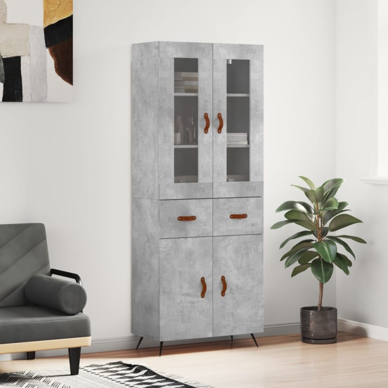 Highboard Betongrau 69,5x34x180 cm Holzwerkstoff Highboard Betongrau 69,5x34x180 cm Holzwerkstoff