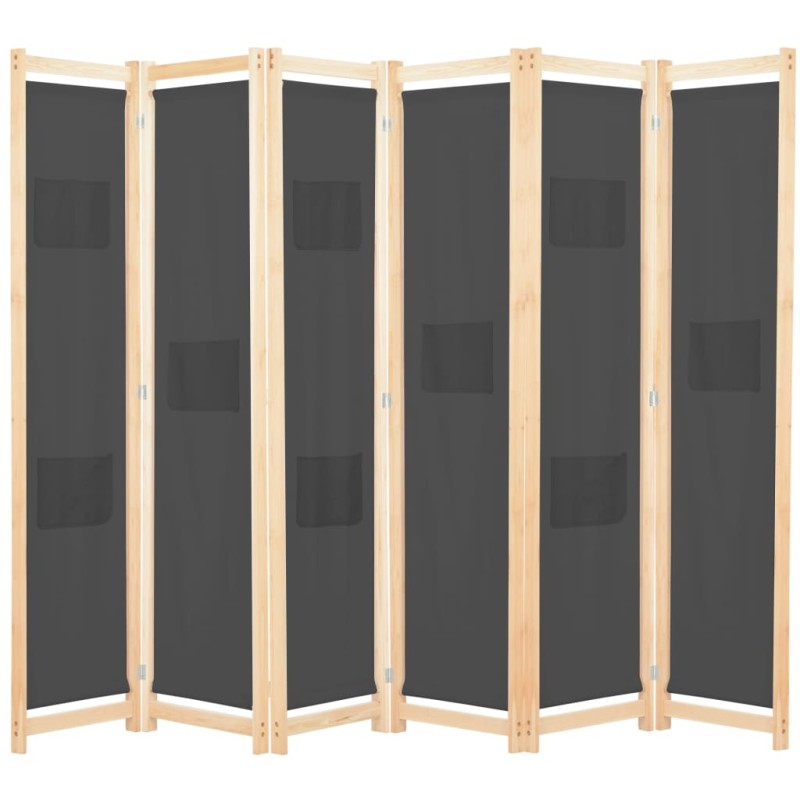vidaXL 6-teiliger Raumteiler Grau 240 x 170 x 4 cm Stoff vidaXL 6-teiliger Raumteiler Grau 240 x 170 x 4 cm Stoff