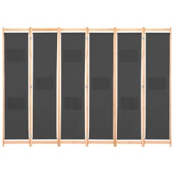 vidaXL 6-teiliger Raumteiler Grau 240 x 170 x 4 cm Stoff